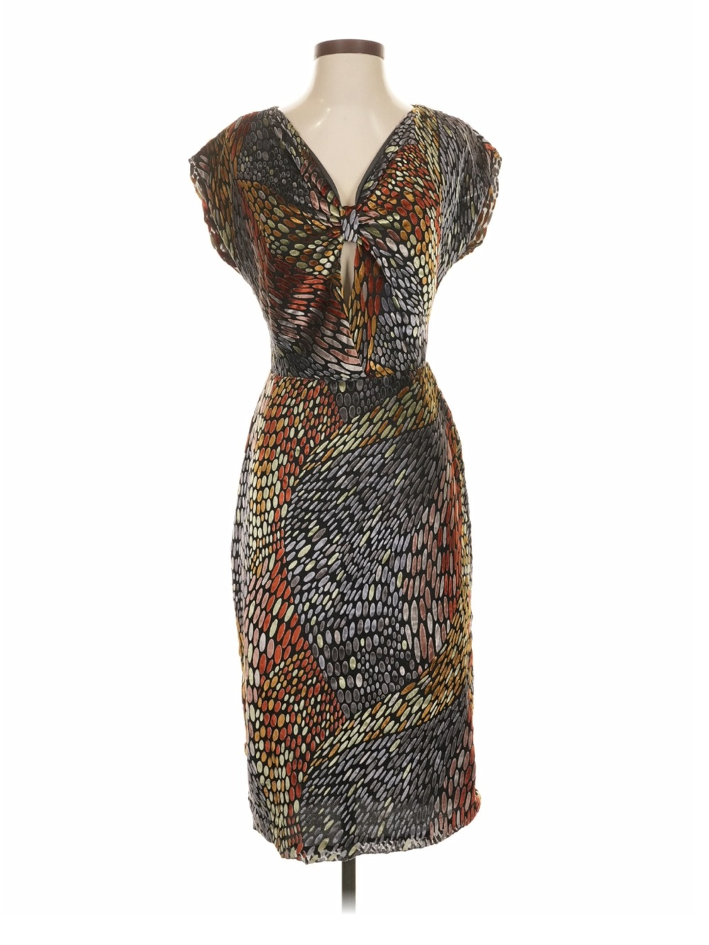 Miguelina Cocktail Dress Multicolored Dot Mosaic Pattern Size Small